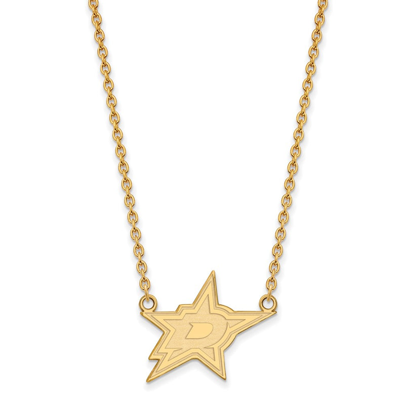 Gold Plated Sterling Silver Nhl Logoart Dallas Stars Large Pendant 18 Inch Necklace