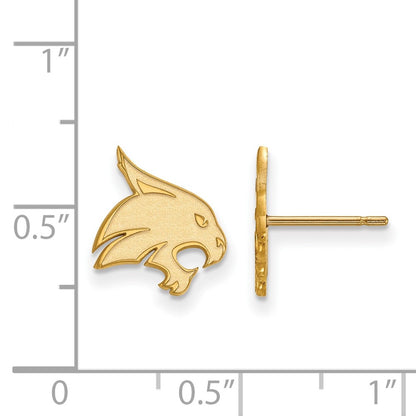 10K Yellow Gold Logoart Texas State University Bobcat Small Post Earrings