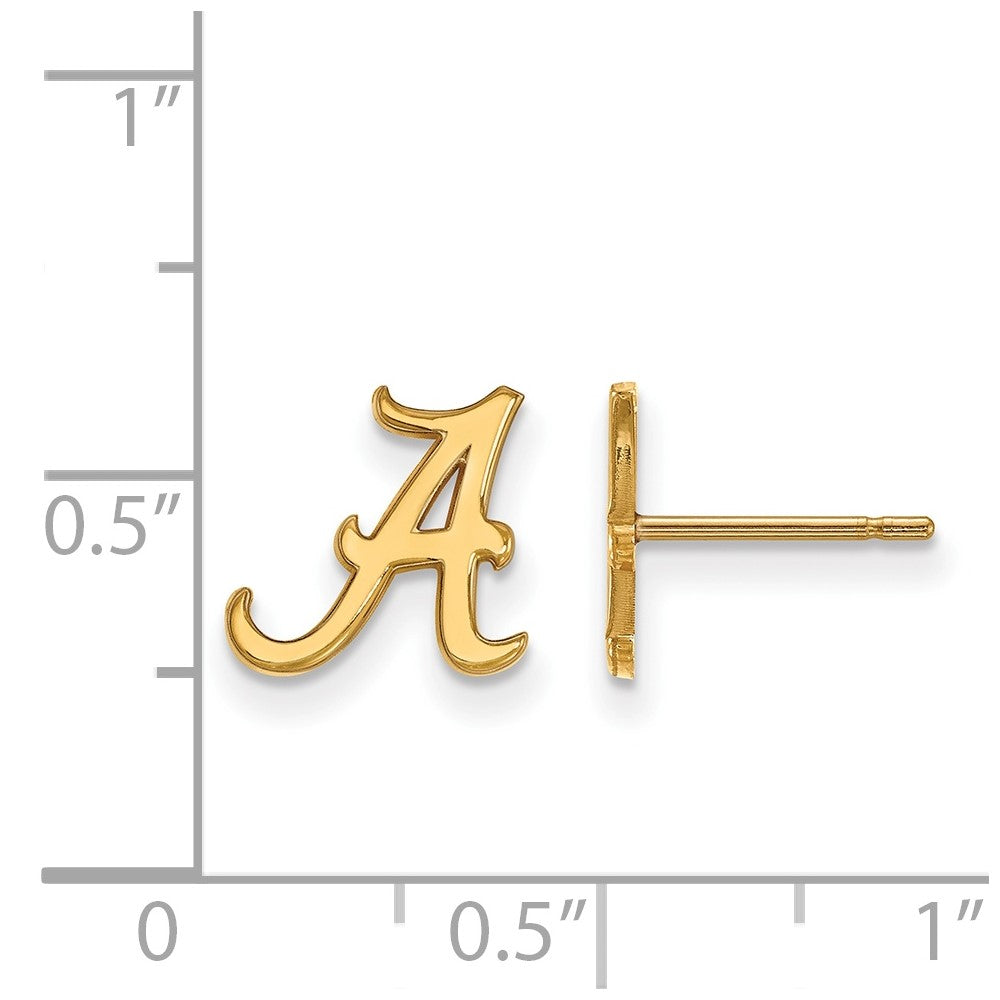 14K Yellow Gold Logoart University Of Alabama Letter A Extra Small Post Earrings