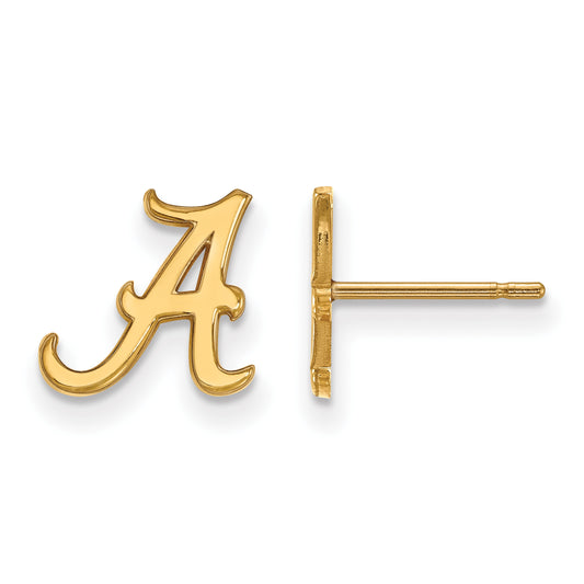 Gold Plated Sterling Silver Logoart University Of Alabama Letter A Extra Small Post Earrings