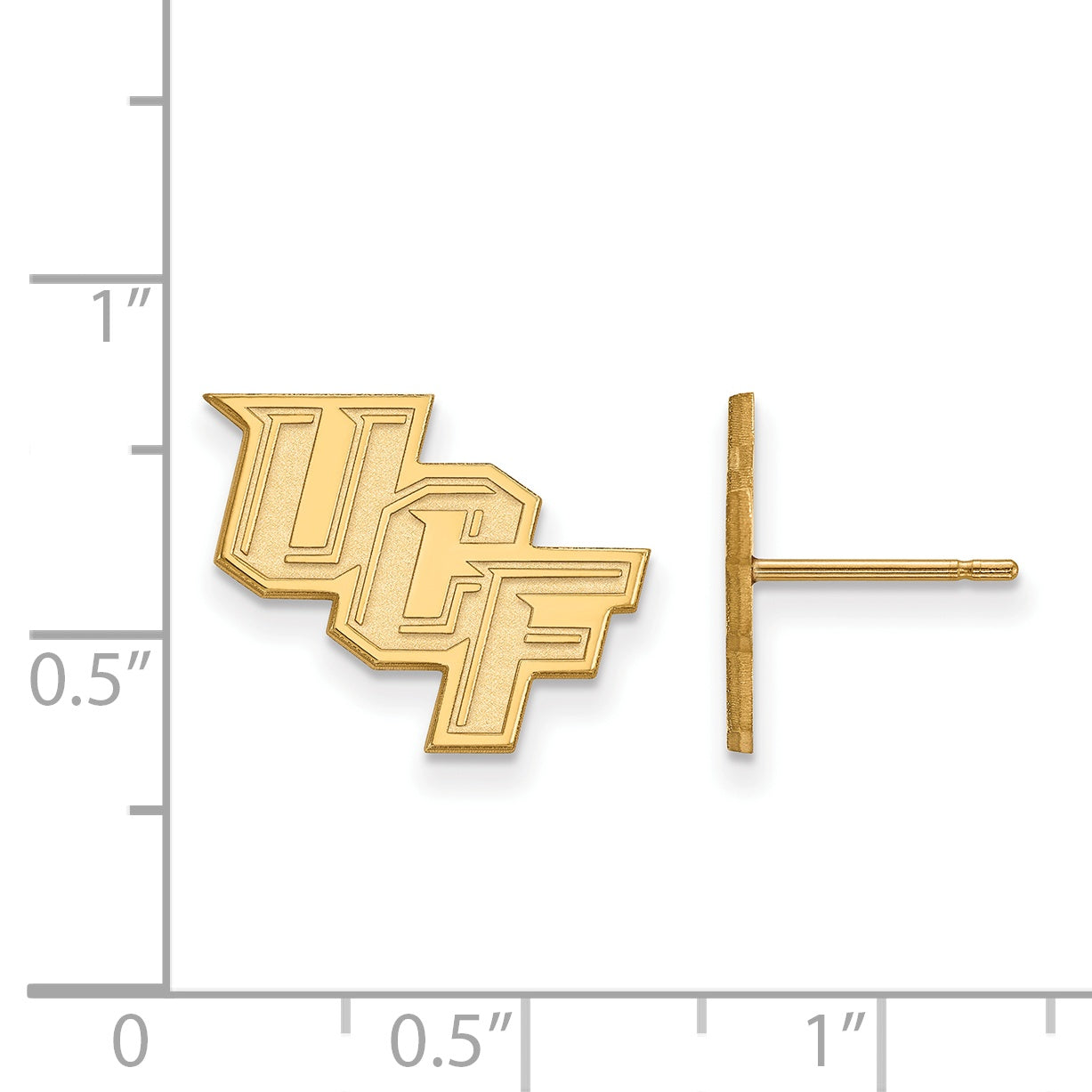 Gold Plated Sterling Silver Logoart University Of Central Florida U C F Small Post Earrings