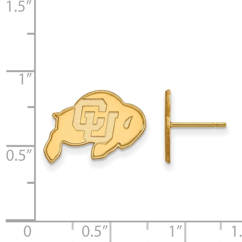 Gold Plated Sterling Silver Logoart University Of Colorado Buffalo Small Post Earrings