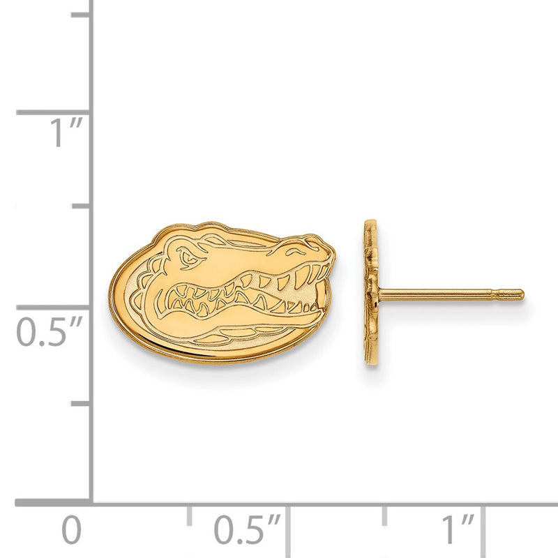 Gold Plated Sterling Silver Logoart University Of Florida Gator Extra Small Post Earrings