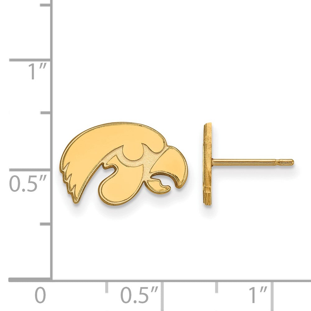 Gold Plated Sterling Silver Logoart University Of Iowa Hawk Extra Small Post Earrings