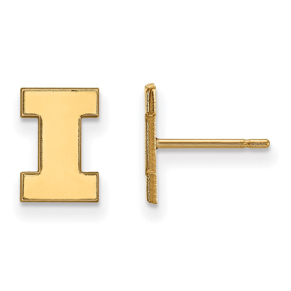 10K Yellow Gold Logoart University Of Illinois Letter I Extra Small Post Earrings