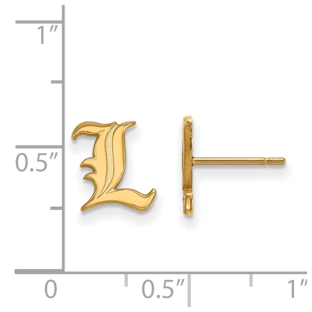 14K Yellow Gold Logoart University Of Louisville Letter L Extra Small Post Earrings