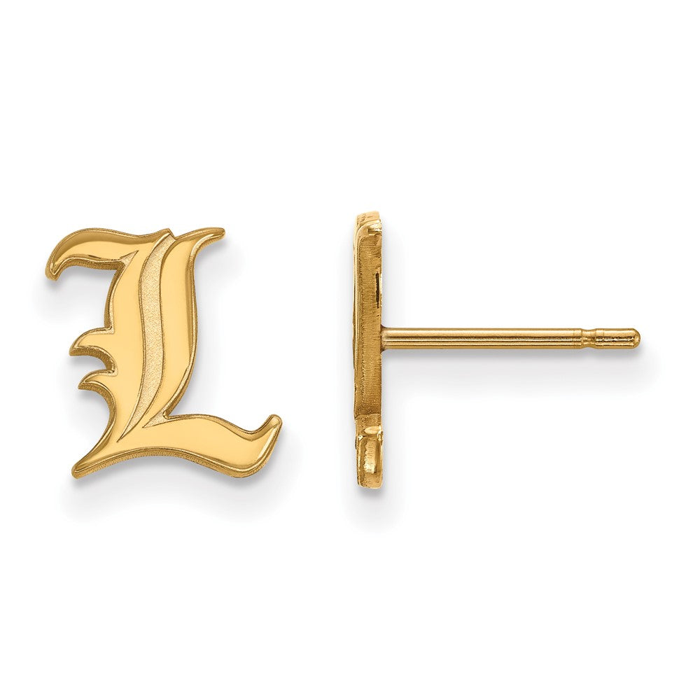 Gold Plated Sterling Silver Logoart University Of Louisville Letter L Extra Small Post Earrings