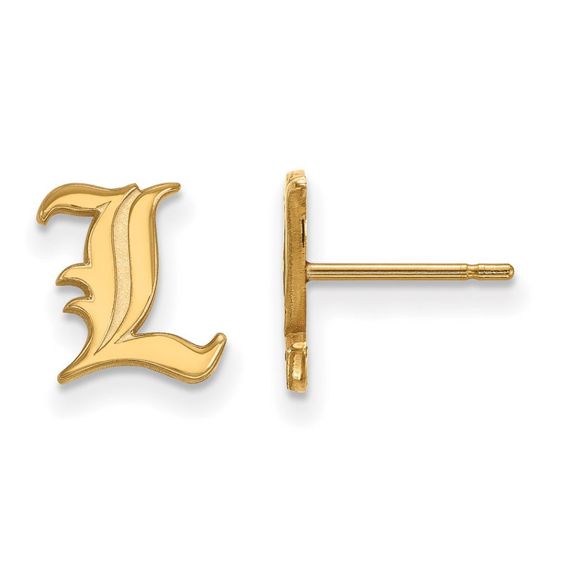 Gold Plated Sterling Silver Logoart University Of Louisville Letter L Extra Small Post Earrings