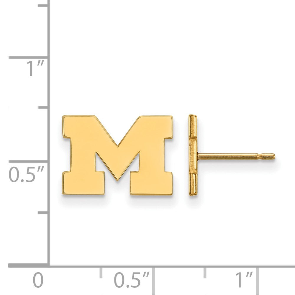 14K Yellow Gold Logoart University Of Michigan Letter M Extra Small Post Earrings