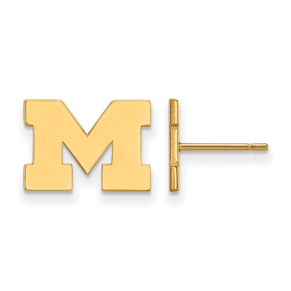 Gold Plated Sterling Silver Logoart University Of Michigan Letter M Extra Small Post Earrings