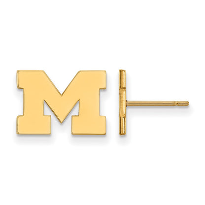 Gold Plated Sterling Silver Logoart University Of Michigan Letter M Extra Small Post Earrings