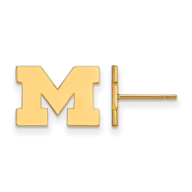 Gold Plated Sterling Silver Logoart University Of Michigan Letter M Extra Small Post Earrings
