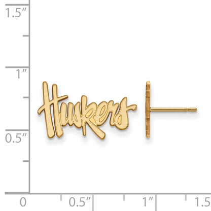 10K Yellow Gold Logoart University Of Nebraska Huskers Small Post Earrings