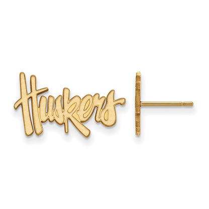 10K Yellow Gold Logoart University Of Nebraska Huskers Small Post Earrings