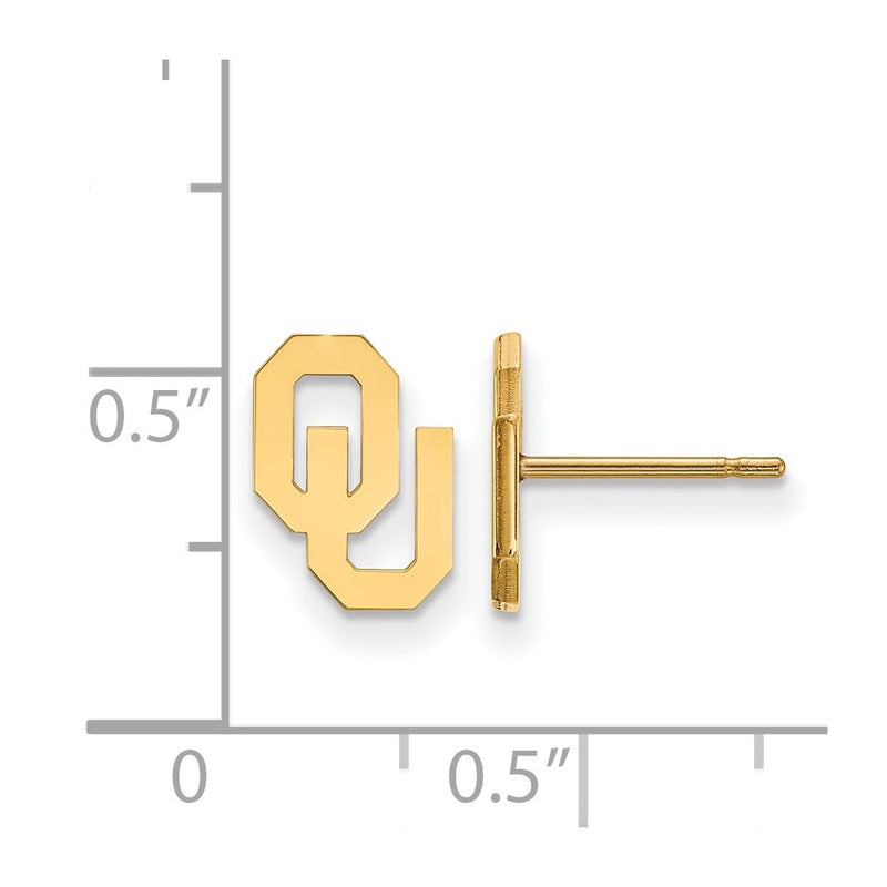 Gold Plated Sterling Silver Logoart University Of Oklahoma O U Extra Small Post Earrings