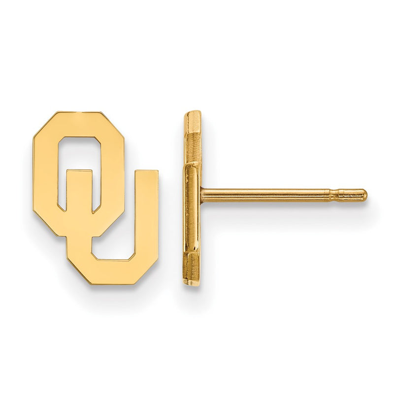 Gold Plated Sterling Silver Logoart University Of Oklahoma O U Extra Small Post Earrings