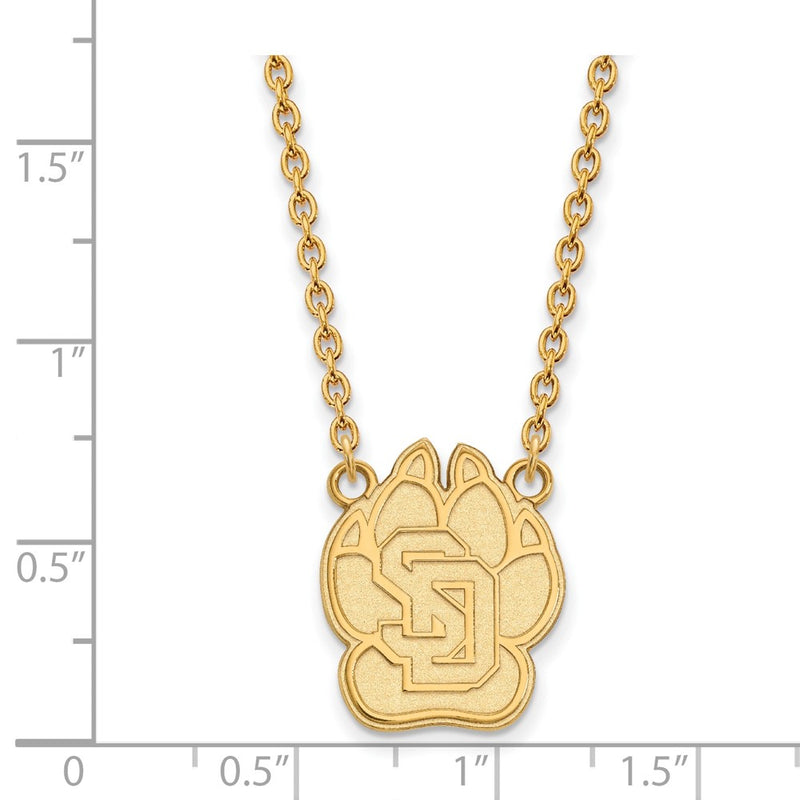 Gold Plated Sterling Silver Logoart University Of South Dakota Large Pendant 18 Inch Necklace