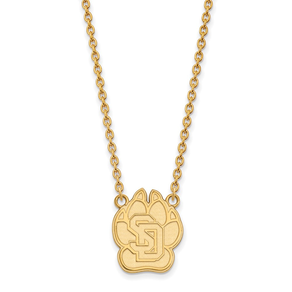 Gold Plated Sterling Silver Logoart University Of South Dakota Large Pendant 18 Inch Necklace