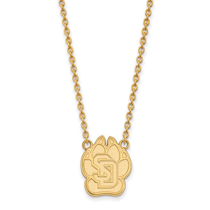 Gold Plated Sterling Silver Logoart University Of South Dakota Large Pendant 18 Inch Necklace