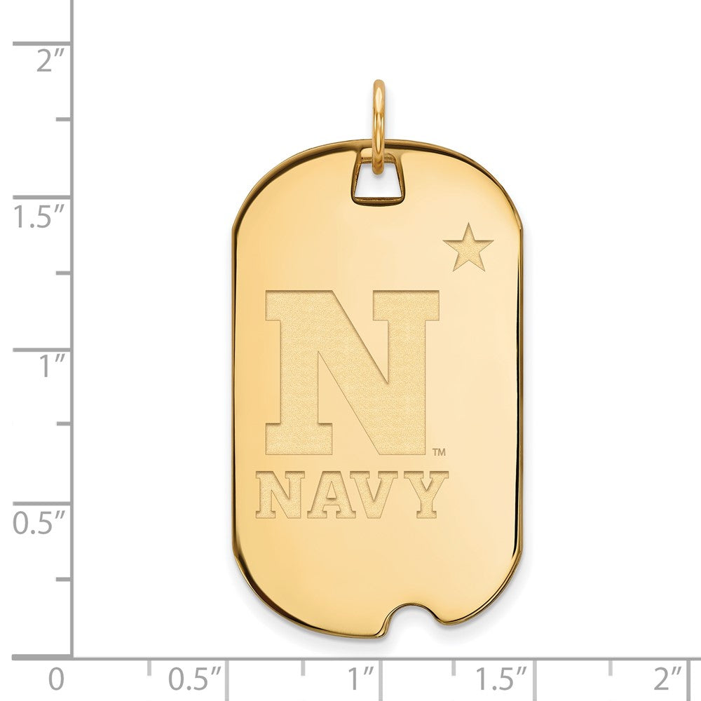 Gold Plated Sterling Silver Logoart Us Naval Academy Large Dog Tag Pendant