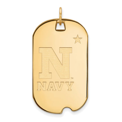 Gold Plated Sterling Silver Logoart Us Naval Academy Large Dog Tag Pendant