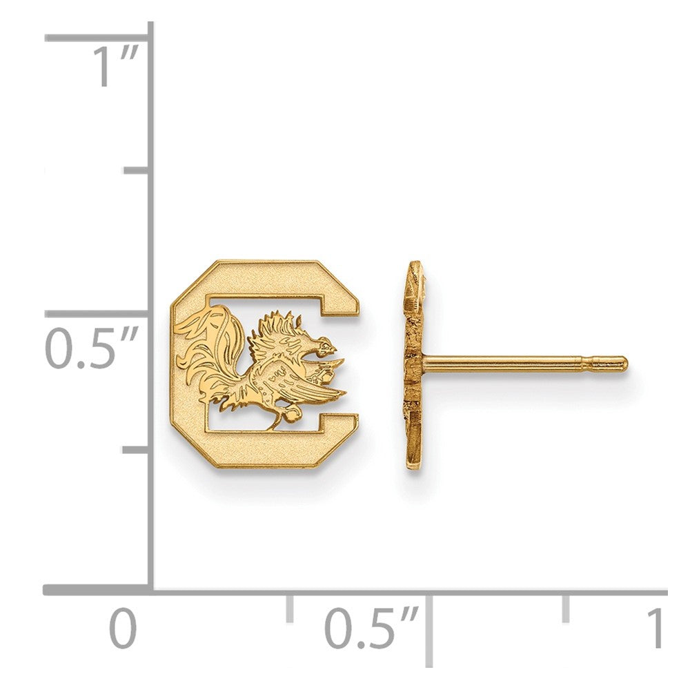 Gold Plated Sterling Silver Logoart University Of South Carolina Extra Small Post Earrings