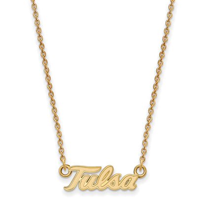 Gold Plated Sterling Silver Logoart University Of Tulsa T U Small Pendant 18 Inch Necklace