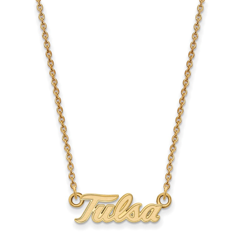 Gold Plated Sterling Silver Logoart University Of Tulsa T U Small Pendant 18 Inch Necklace