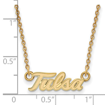 Gold Plated Sterling Silver Logoart University Of Tulsa T U Small Pendant 18 Inch Necklace