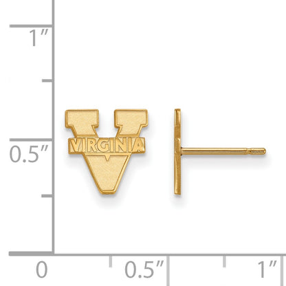 Gold Plated Sterling Silver Logoart University Of Virginia Extra Small Post Earrings