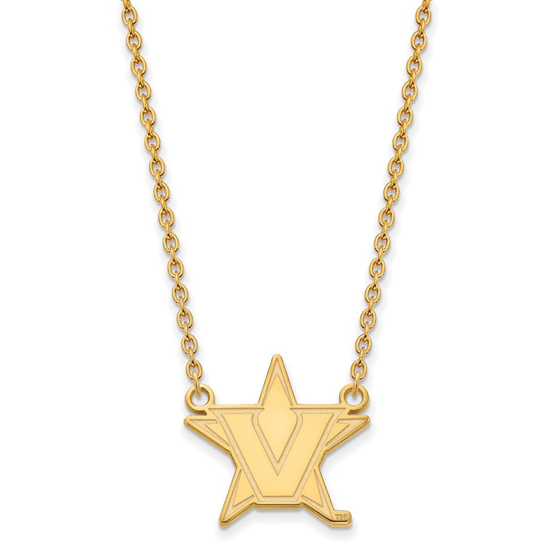 Gold Plated Sterling Silver Gp Logoart Vanderbilt University Large Pendant Necklace