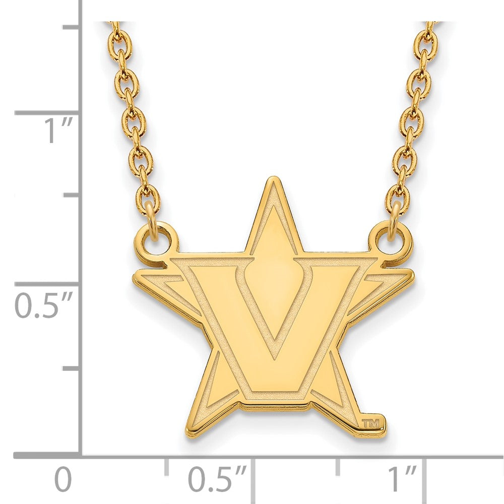 Gold Plated Sterling Silver Gp Logoart Vanderbilt University Large Pendant Necklace