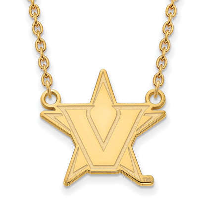 Gold Plated Sterling Silver Gp Logoart Vanderbilt University Large Pendant Necklace