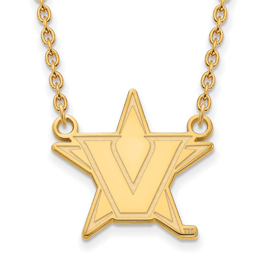 10K Yellow Gold 10Ky Logoart Vanderbilt University Large Pendant Necklace
