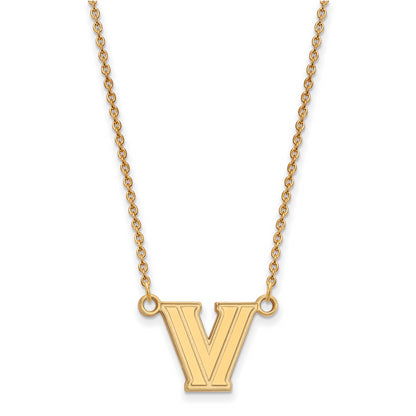 10K Yellow Gold Logoart Villanova University Letter V Small Pendant 18 Inch Necklace