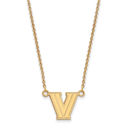 10K Yellow Gold Logoart Villanova University Letter V Small Pendant 18 Inch Necklace