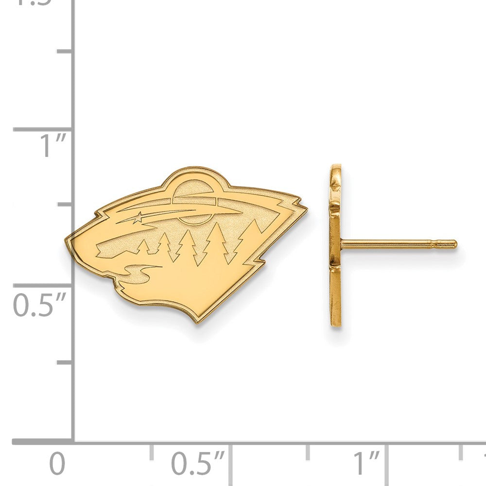 14K Yellow Gold Nhl Logoart Minnesota Wild Small Post Earrings