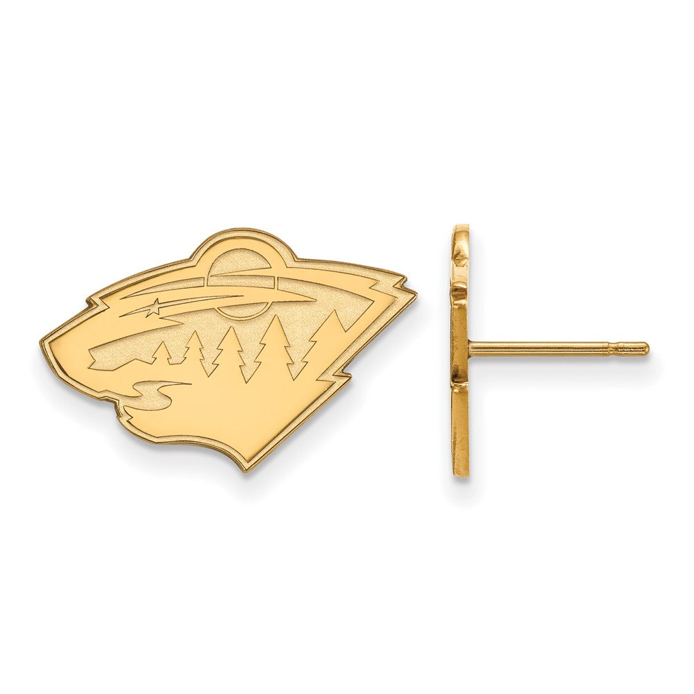 14K Yellow Gold Nhl Logoart Minnesota Wild Small Post Earrings