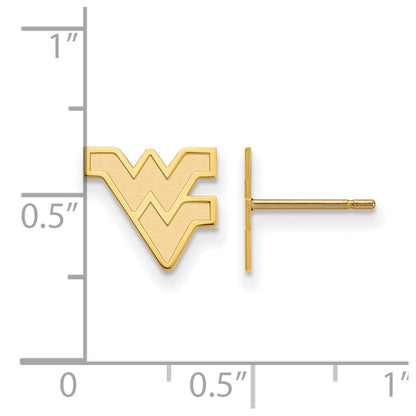 Gold Plated Sterling Silver Logoart West Virginia University W V Extra Small Post Earrings