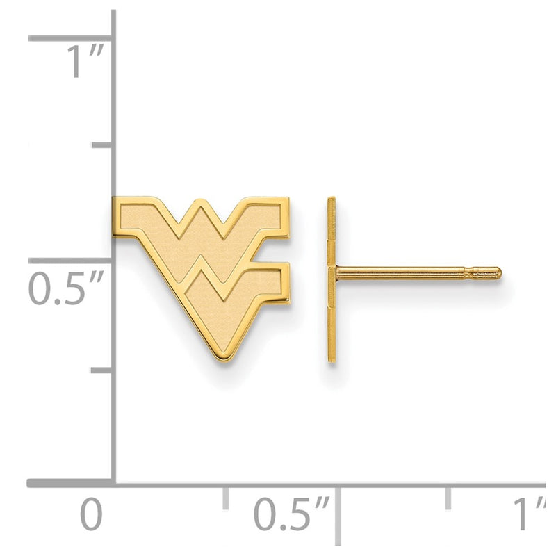 Gold Plated Sterling Silver Logoart West Virginia University W V Extra Small Post Earrings