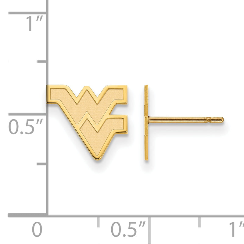 14K Yellow Gold Logoart West Virginia University W V Extra Small Post Earrings
