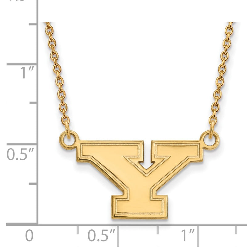 Gold Plated Sterling Silver Logoart Youngstown State University Letter Y Small Pendant 18 Inch Necklace