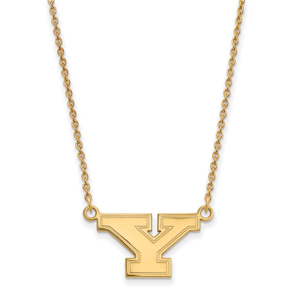 Gold Plated Sterling Silver Logoart Youngstown State University Letter Y Small Pendant 18 Inch Necklace