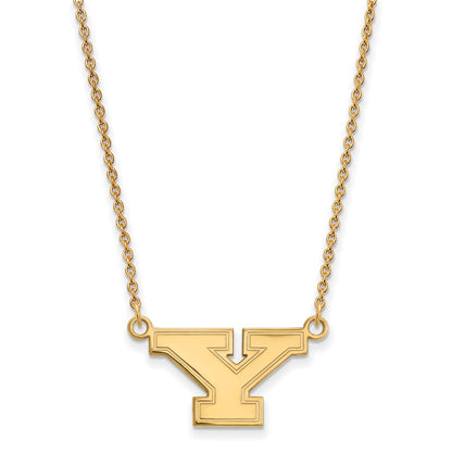 Gold Plated Sterling Silver Logoart Youngstown State University Letter Y Small Pendant 18 Inch Necklace