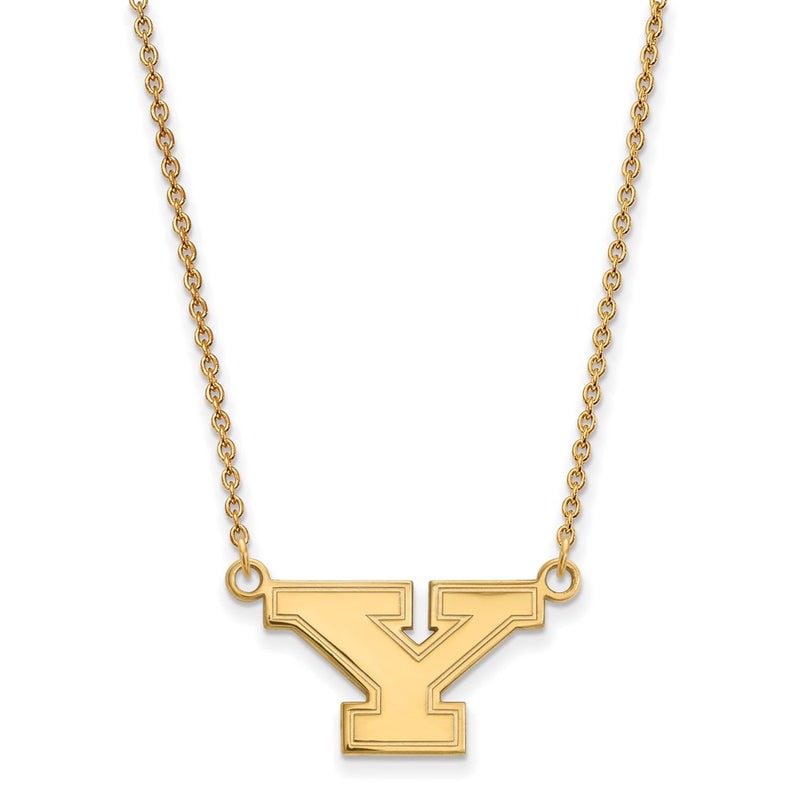 Gold Plated Sterling Silver Logoart Youngstown State University Letter Y Small Pendant 18 Inch Necklace