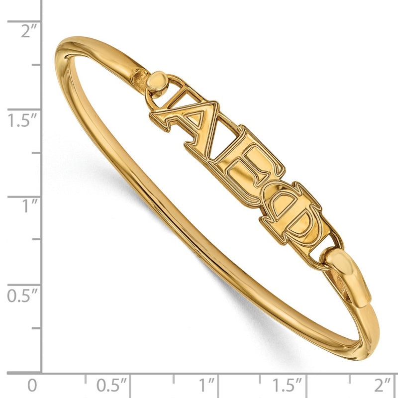 Gold Plated Sterling Silver Gp Logoart Alpha Epsilon Phi Large Hook And Clasp Bangle