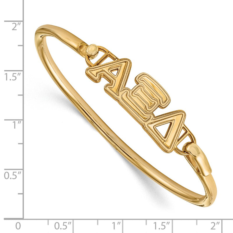 Gold Plated Sterling Silver Gp Logoart Alpha Xi Delta Small Hook And Clasp Bangle