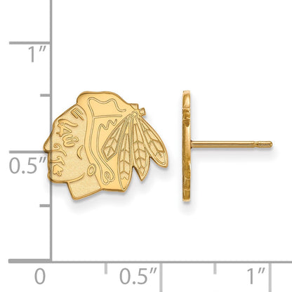 Gold Plated Sterling Silver Nhl Logoart Chicago Blackhawks Small Post Earrings