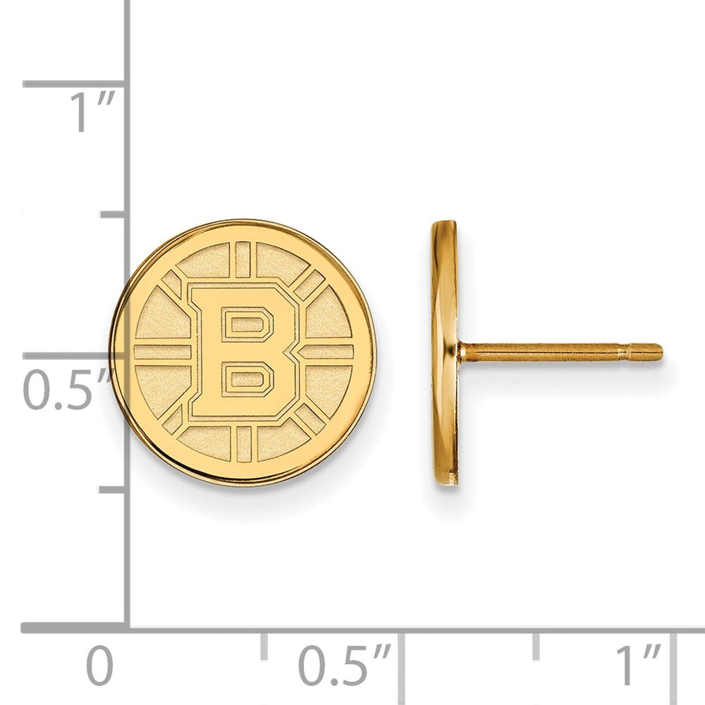 Gold Plated Sterling Silver Nhl Logoart Boston Bruins Small Post Earrings