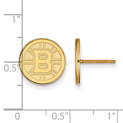 Gold Plated Sterling Silver Nhl Logoart Boston Bruins Small Post Earrings